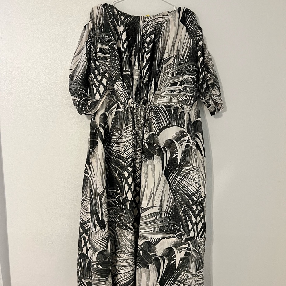 CO COLLECTIONS PRINT DRAWSTRING DRESS